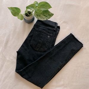 Rag & Bone High Rise Ankle Skinny Raw Hem Jeans